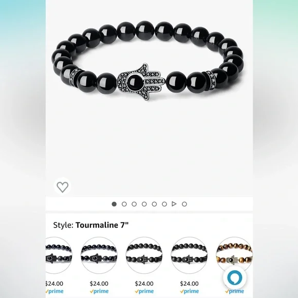 Hamsa Hand Protection Stone Bracelet 3/$25 - Picture 2 of 8